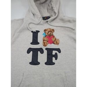 Teddy Fresh Sweatshirt Hoodie Gray Embroidered Heavy Cotton Size Medium Pullover